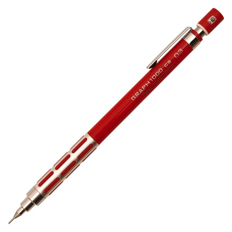 Pentel Mechanical Pencil, Graph 1000 CS, for Draft, 0.3mm, Red (PG1003CS-B) - Image 1
